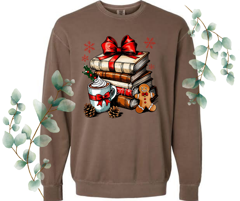Books & Hot Cocoa Comfort Colors Crew