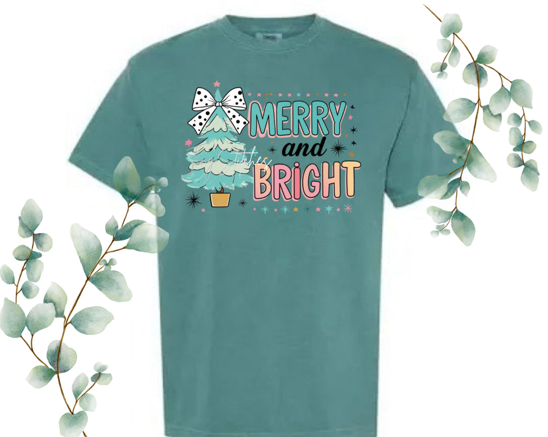 Merry & Bright Tree Comfort Colors Tee