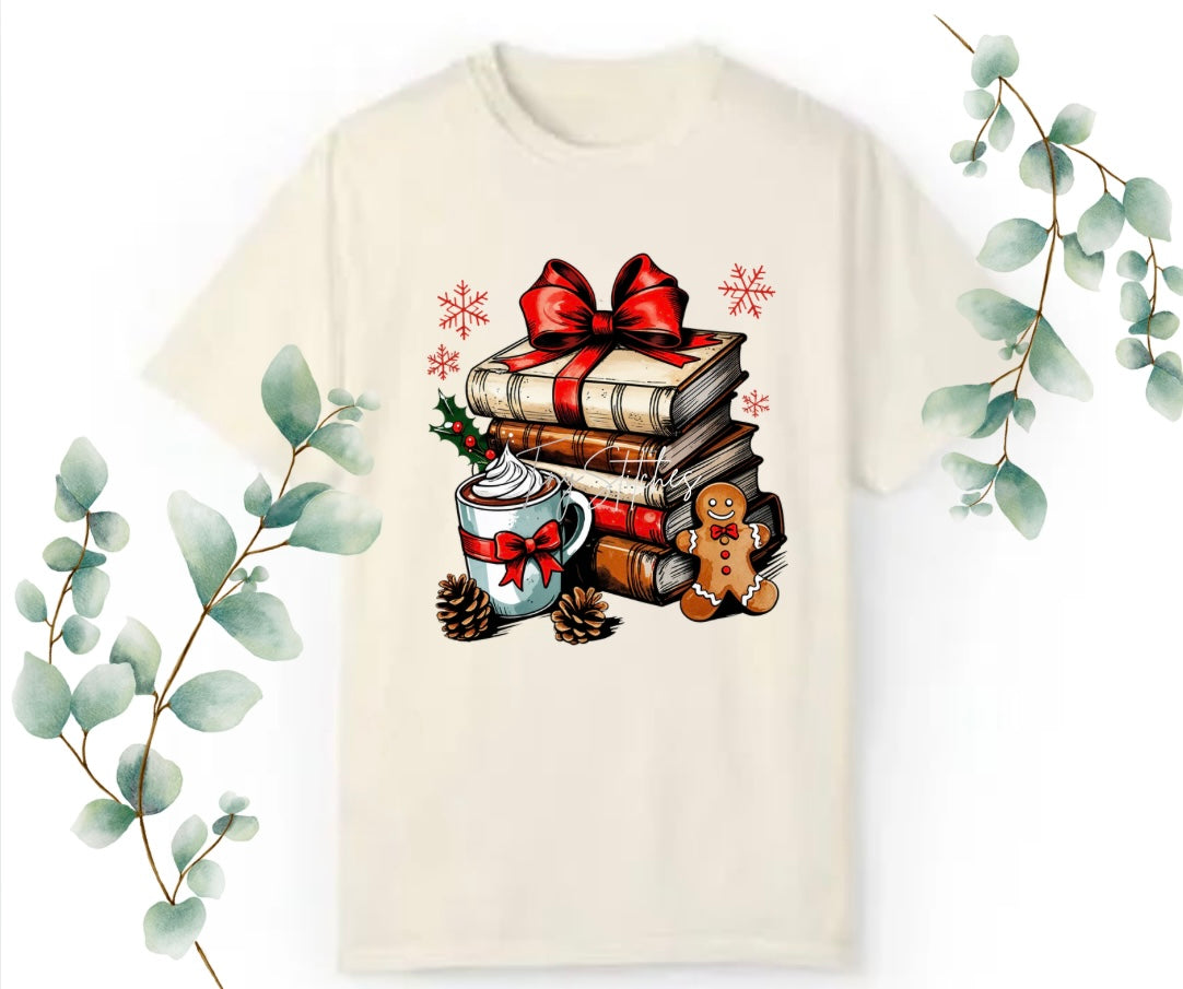 Books & Hot Cocoa Comfort Colors Tee