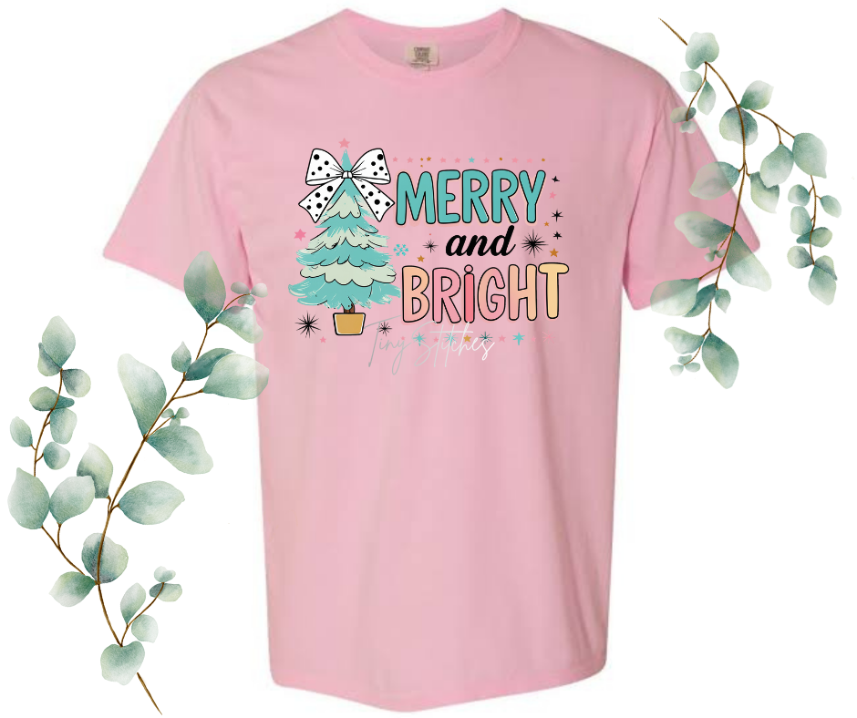 Merry & Bright Tree Comfort Colors Tee