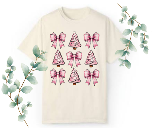 Pink Bows & Tree Comfort Colors Tee