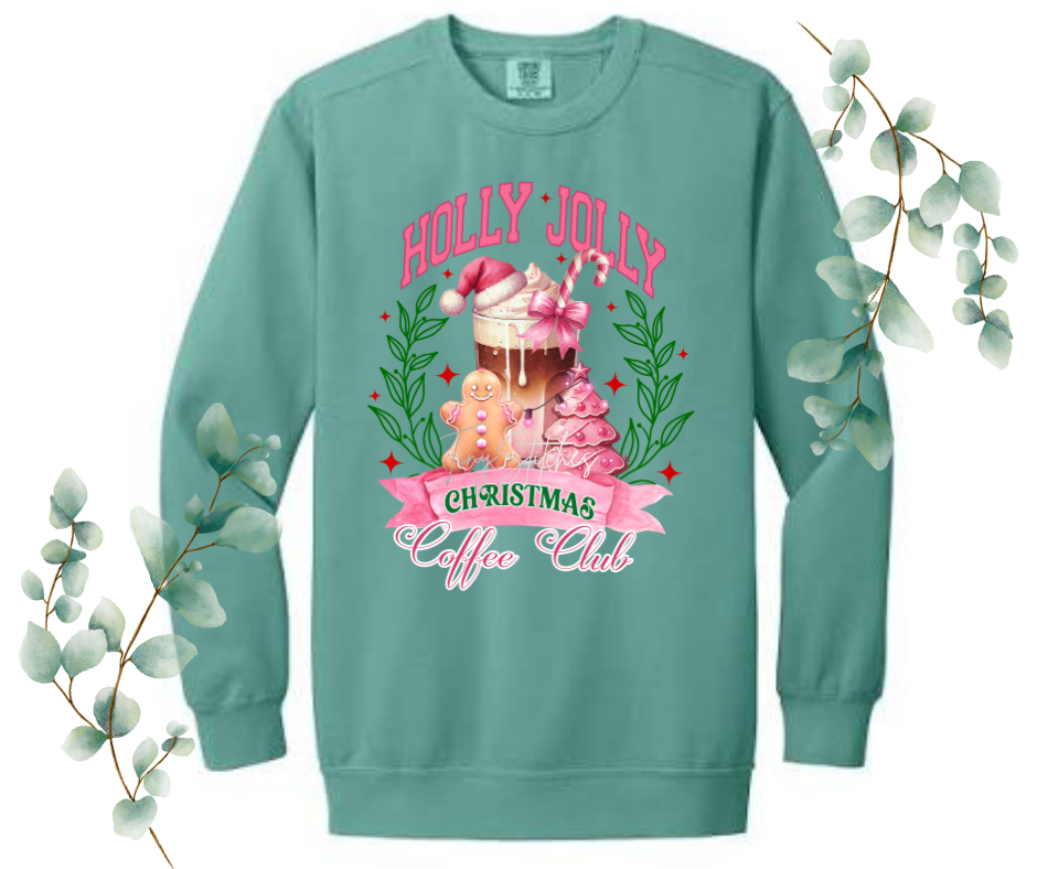 Holly Jolly Coffee Club Comfort Colors Crew