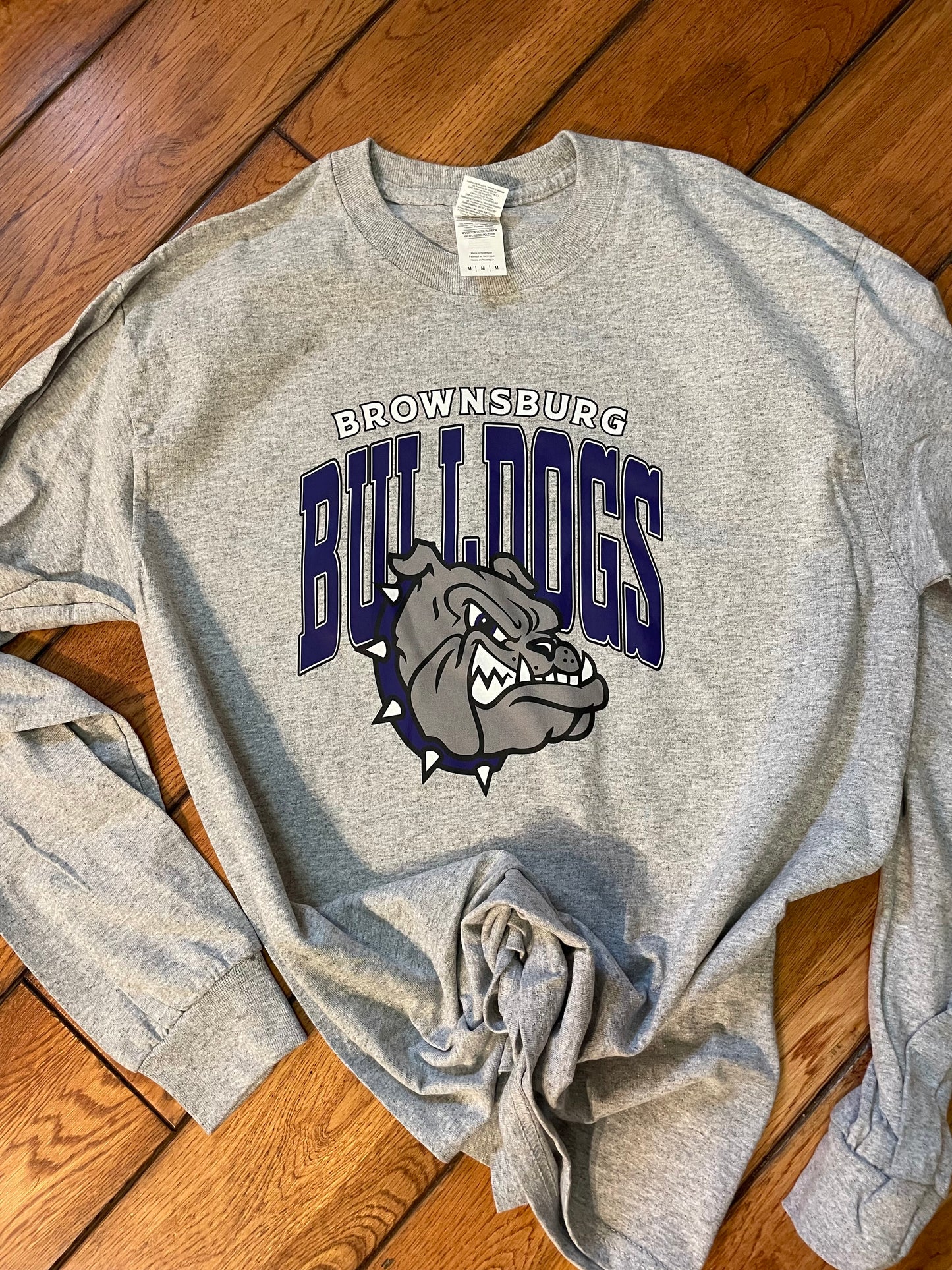 Brownsburg Bulldogs large logo Long Sleeve Tee