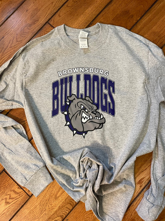 Brownsburg Bulldogs large logo Long Sleeve Tee