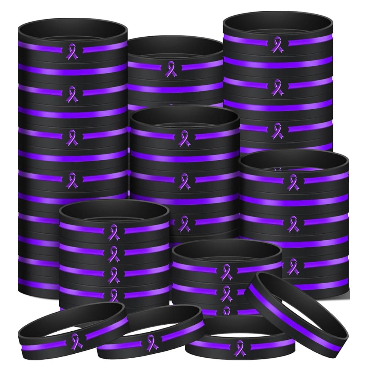 Black Bracelet w/ purple ribbon