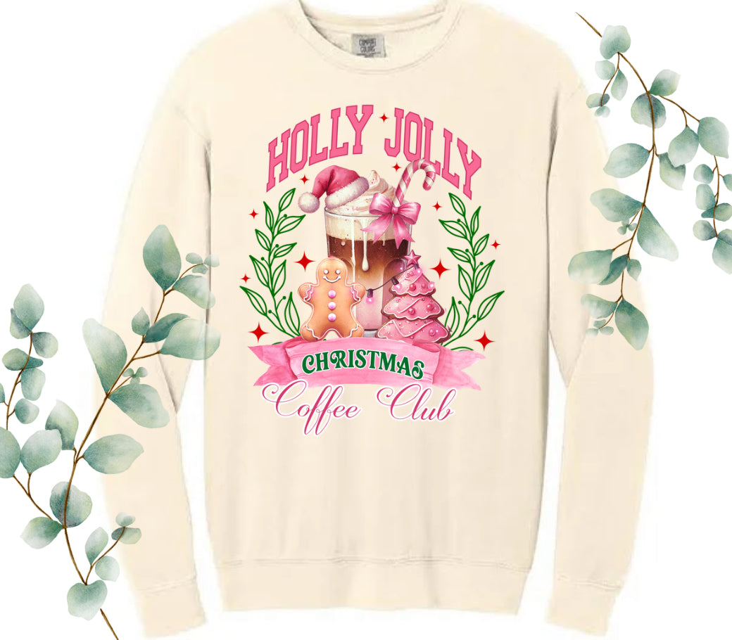 Holly Jolly Coffee Club Comfort Colors Crew