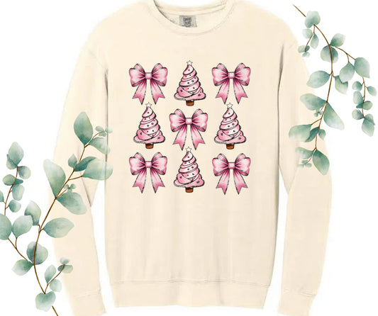 Pink Bows Holiday Comfort Colors Crew