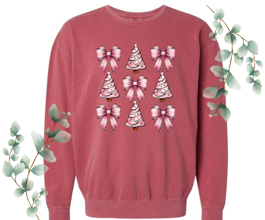 Pink Bows Holiday Comfort Colors Crew